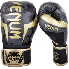 Venum Elite Boxing Gloves - Grey/Gold Camo